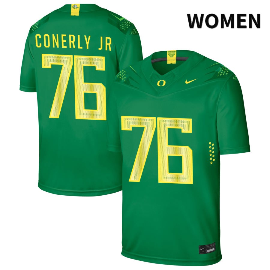 Oregon Ducks Women's #76 Josh Conerly Jr Football College Authentic Green NIL 2022 Nike Jersey BOI21O3E